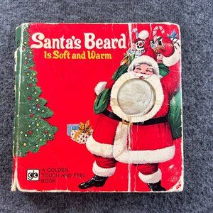 Vintage 1974 SANTAS BEARD IS SOFT AND WARM-GOLDEN Touch and Feel Book-CHRISTMAS